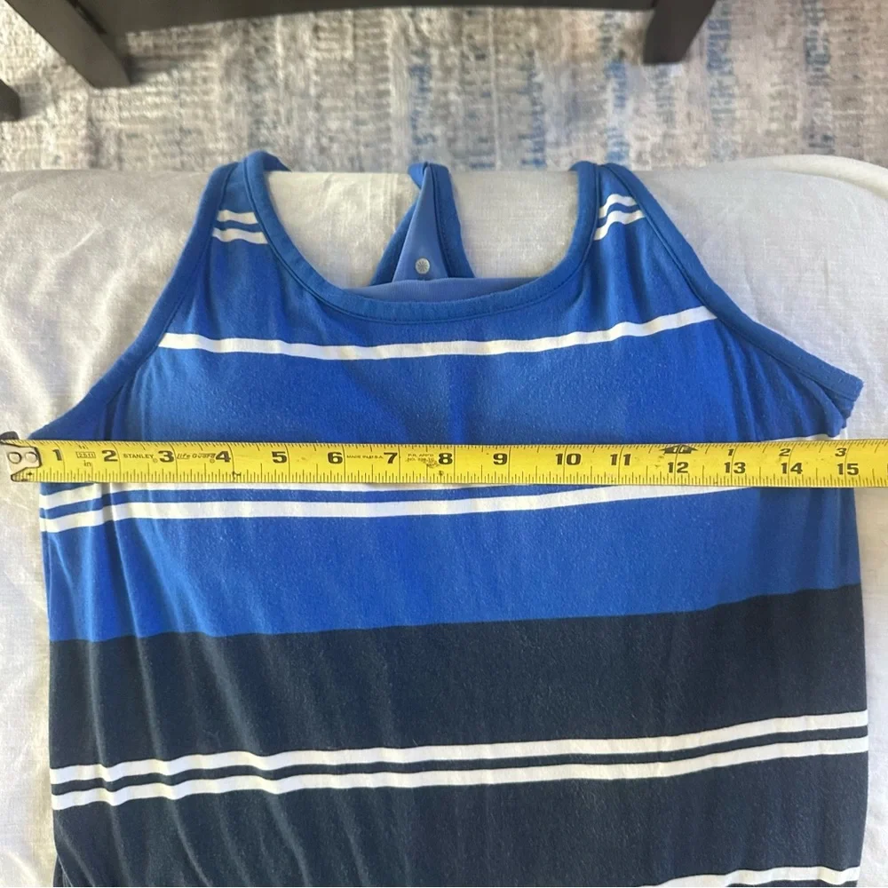 Athleta Blue Striped Racerback Midi Dress Drawstring Waist Size S - Picture 10 of 11